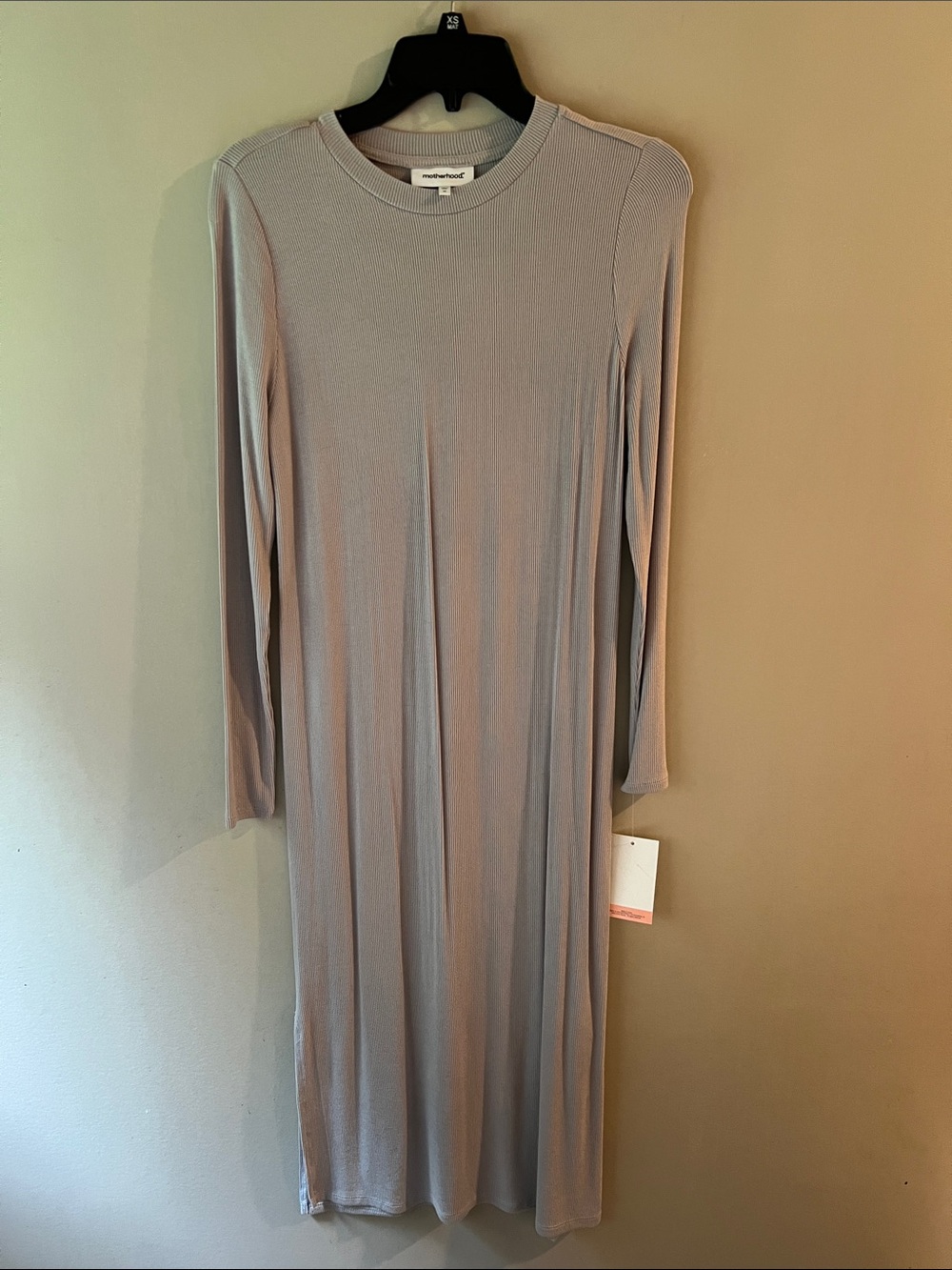 Motherhood Maternity Long Sleeve Ribbed Midi Dress - Opal
